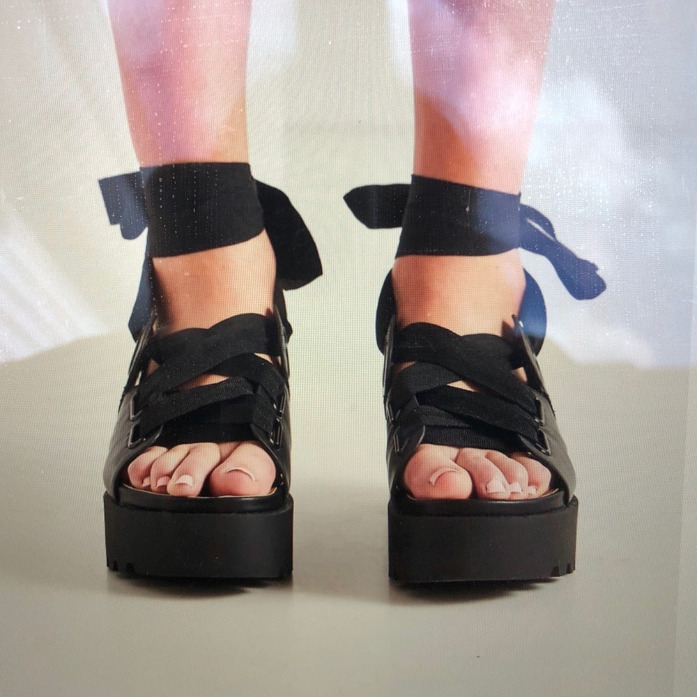Urban Outfitters Ribbon Lace-Up Platform Sandal